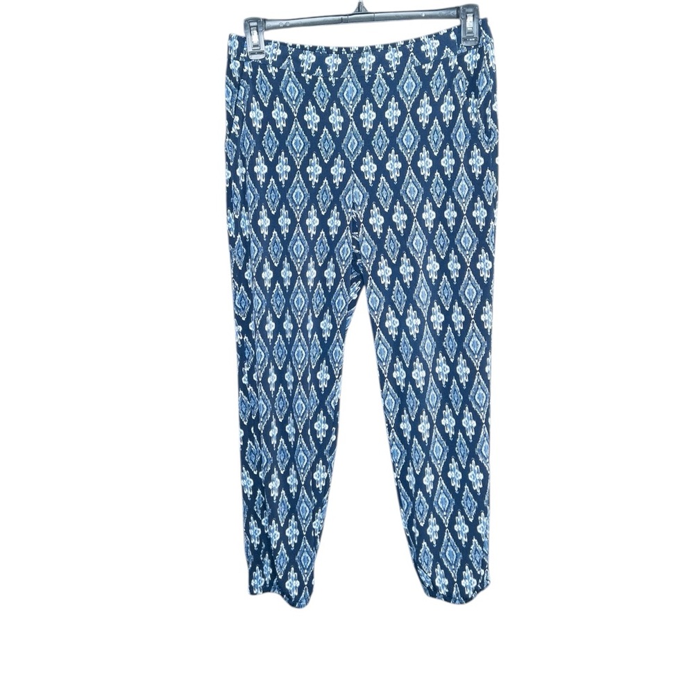 White House Black Market Small S Blue Diamond Ikat Pattern The Jogger Pants Knit
